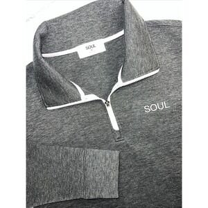SoulCycle‎ Spacer Snap Funnel Neck Quarter Zip Pullover Scuba Gray Size Med